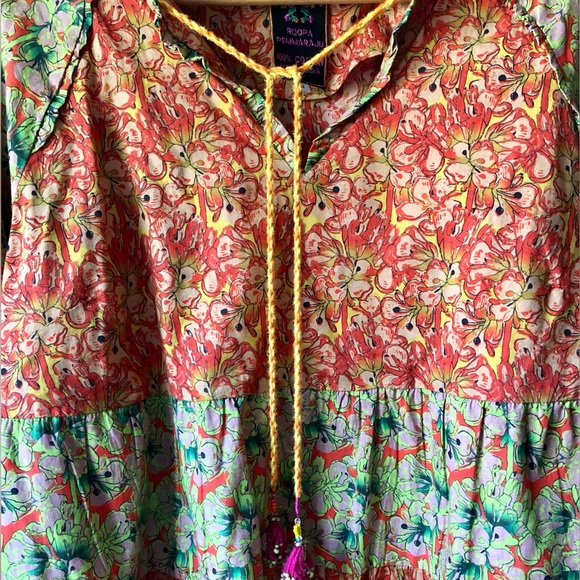 Roopa Pemmaraju Vivi Floral Patchwork Peplum Peasant Blouse Anthropologie Medium - Picture 7 of 15